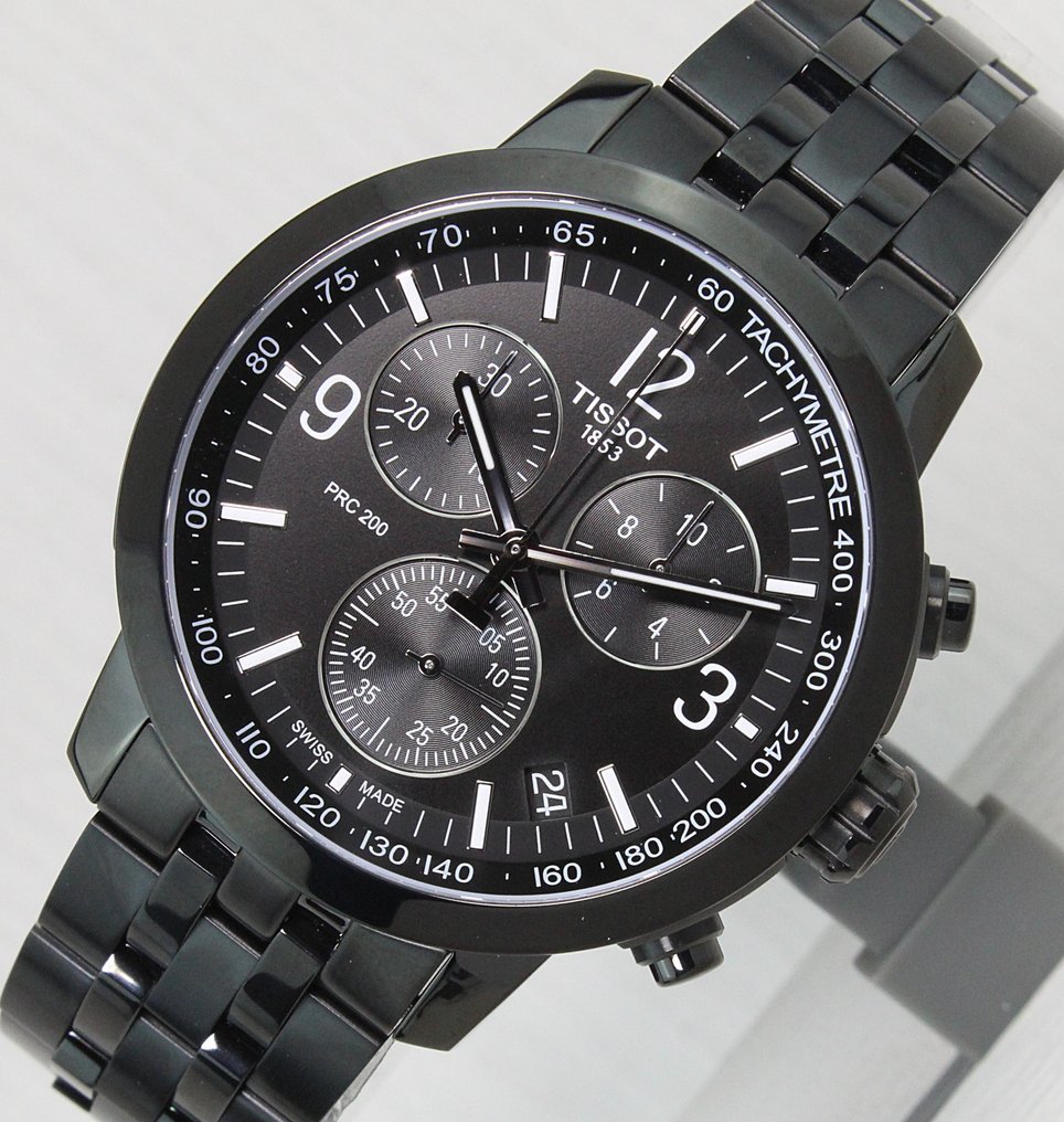  Shop Authentic Tissot PRC 200 Chronograph Black Dial Black Steel Strap Watch For Men - T114.417.33.057.00 - Luxxuri