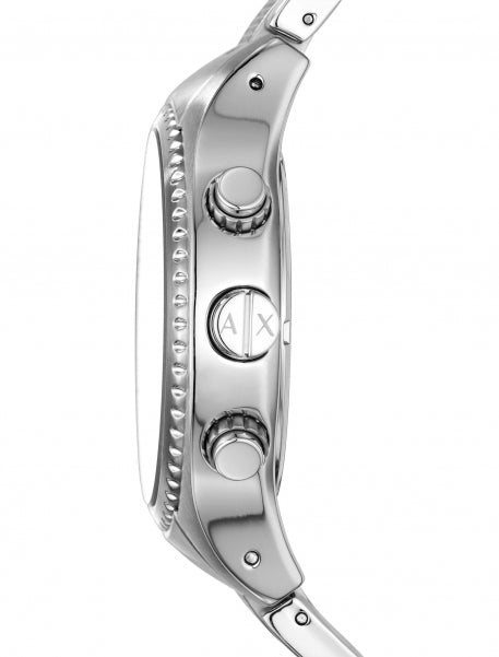 Shop Authentic Armani Exchange The Driver Chronograph Black Dial Silver Steel Strap Watch For Men - AX1612 - Luxxuri