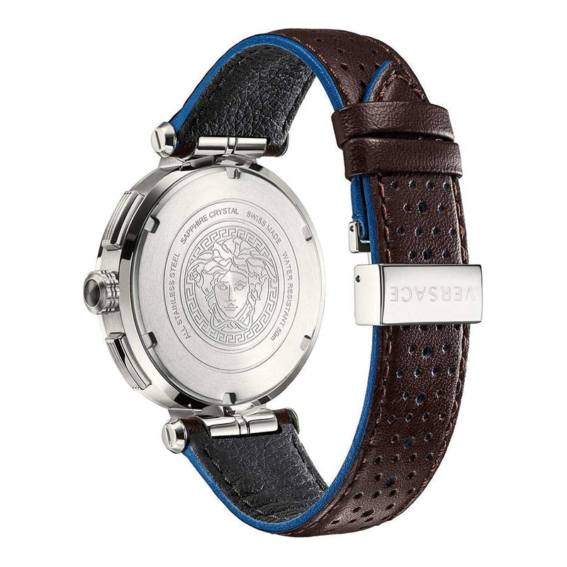  Shop Authentic Versace Aion Chronograph White Dial Brown Leather Strap Watch for Men - VBR010017 - Luxxuri
