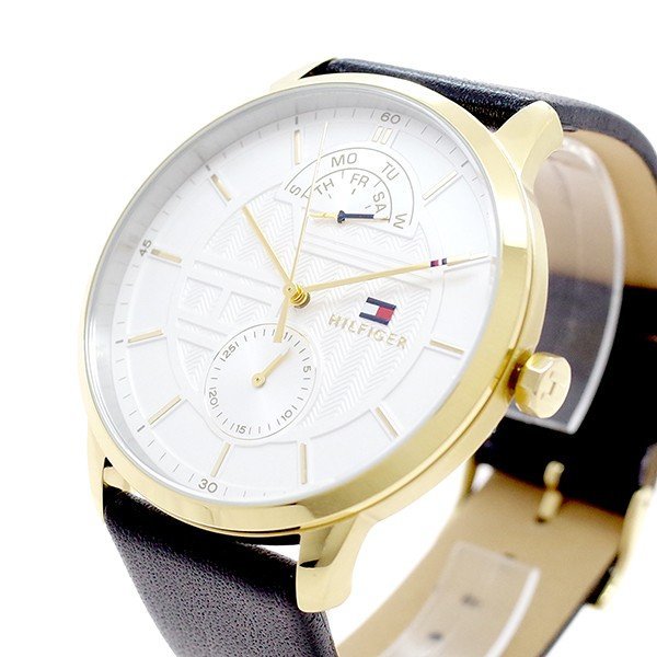  Shop Authentic Tommy Hilfiger Hunter White Dial Black Leather Strap Watch for Men - 1791606 - Luxxuri