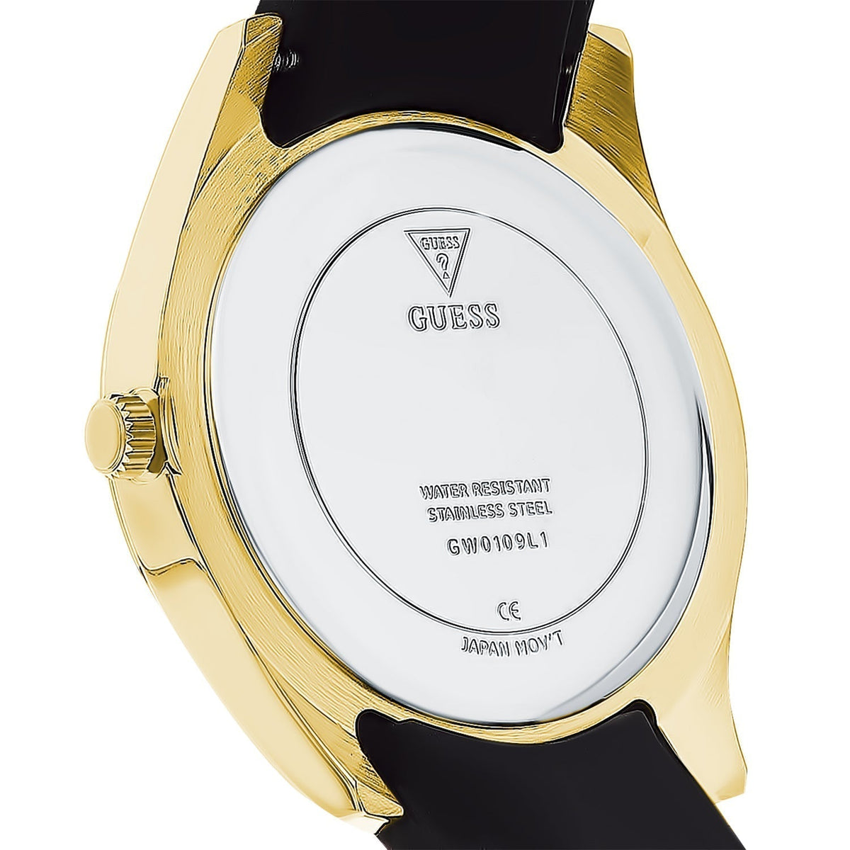  Shop Authentic Guess Clarity Gold Dial Black Silicone Strap Watch for Women - GW0109L1 - Luxxuri
