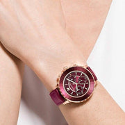  Shop Authentic Swarovski Octea Lux Chrono Red Dial Red Leather Strap Watch for Women - 5547642 - Luxxuri