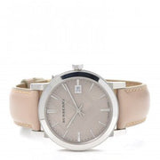  Shop Authentic Burberry The City Silver Dial Beige Leather Strap Unisex Watch - BU9010 - Luxxuri