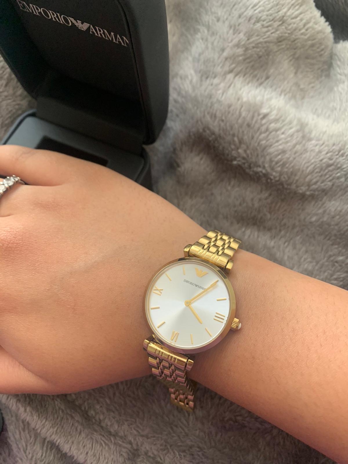  Shop Authentic Emporio Armani Gianni T Bar Silver Dial Gold Stainless Steel Strap Watch For Women - AR1877 - Luxxuri