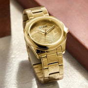  Shop Authentic Guess Cubed Analog Gold Dial Gold Steel Strap Watch For Women - GW0606L2 - Luxxuri