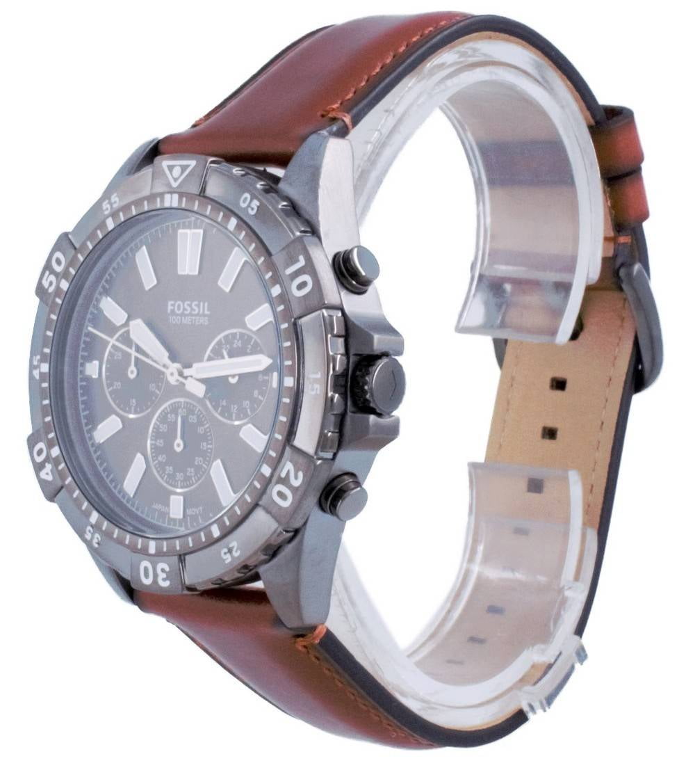  Shop Authentic Fossil Garrett Chronograph Grey Dial Brown Leather Strap Watch for Men - FS5770 - Luxxuri