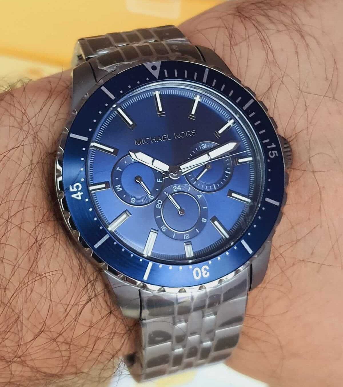  Shop Authentic Michael Kors Cunningham Multifunction Blue Dial Silver Steel Strap Watch For Men - MK7153 - Luxxuri