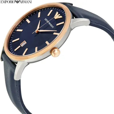  Shop Authentic Emporio Armani Renato Analog Blue Dial Black Leather Strap Watch For Men - AR2506 - Luxxuri