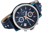  Shop Authentic Fossil Boyfriend Sport Chronograph Blue Dial Blue Leather Strap Watch for Women - ES4113 - Luxxuri