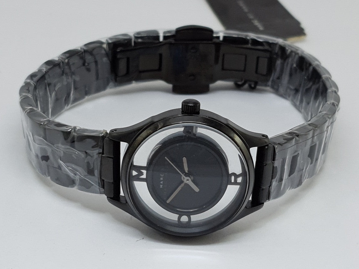  Shop Authentic Marc Jacobs Tether Transparent Black Dial Black Steel Strap Watch for Women - MBM3419 - Luxxuri
