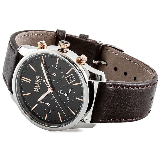  Shop Authentic Hugo Boss Time One Black Dial Brown Leather Strap Watch for Men - 1513448 - Luxxuri