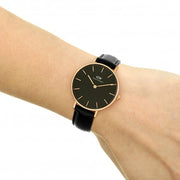  Shop Authentic Daniel Wellington Classic Petite Reading Black Dial Black Leather Strap Watch For Women - DW00100167 - Luxxuri