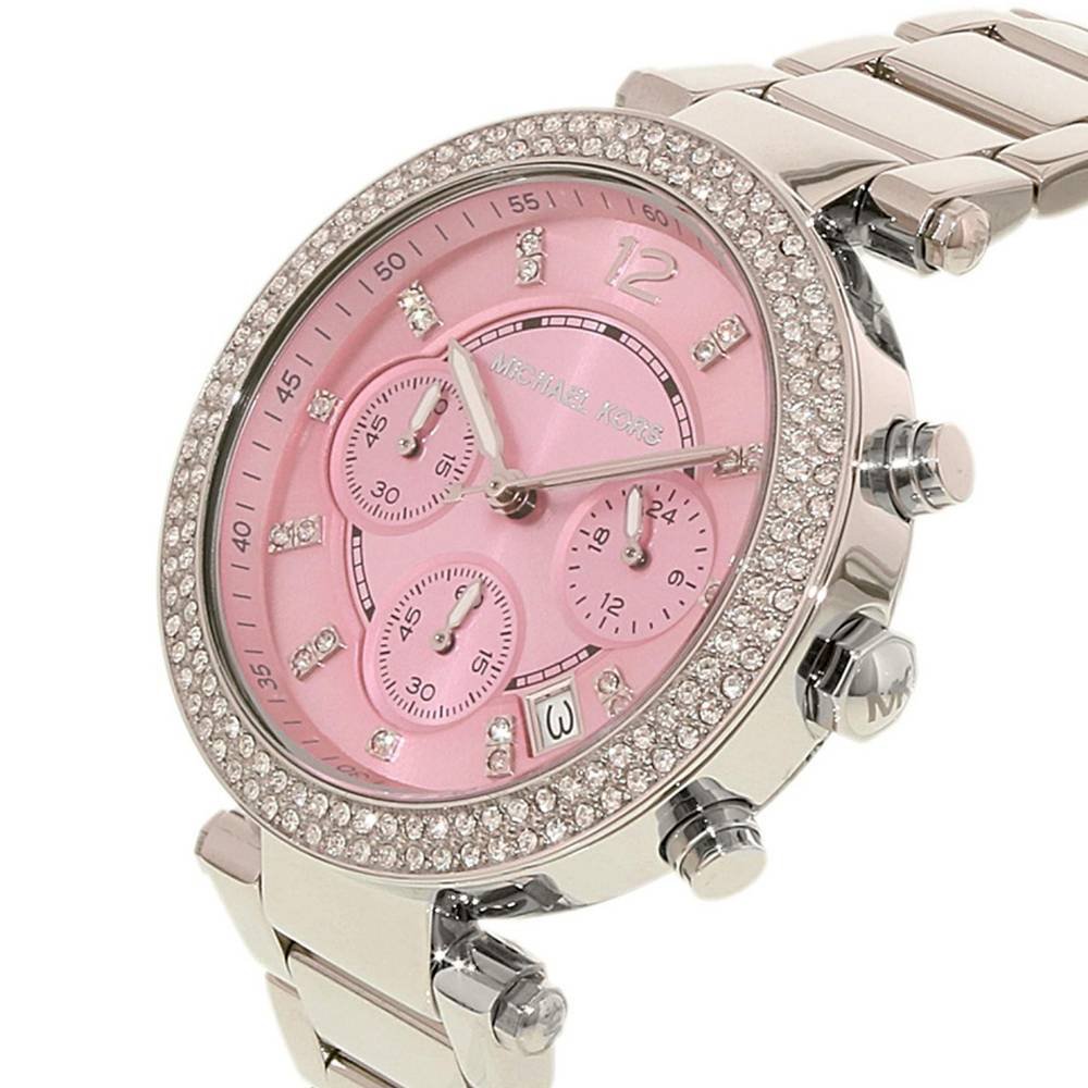  Shop Authentic Michael Kors Parker Chronograph Pink Dial Silver Steel Strap Watch For Women - MK6105 - Luxxuri