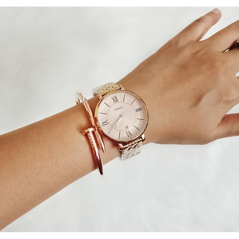  Shop Authentic Fossil Jacqueline Rose Gold Dial Rose Gold Steel Strap Watch for Women - ES3435 - Luxxuri