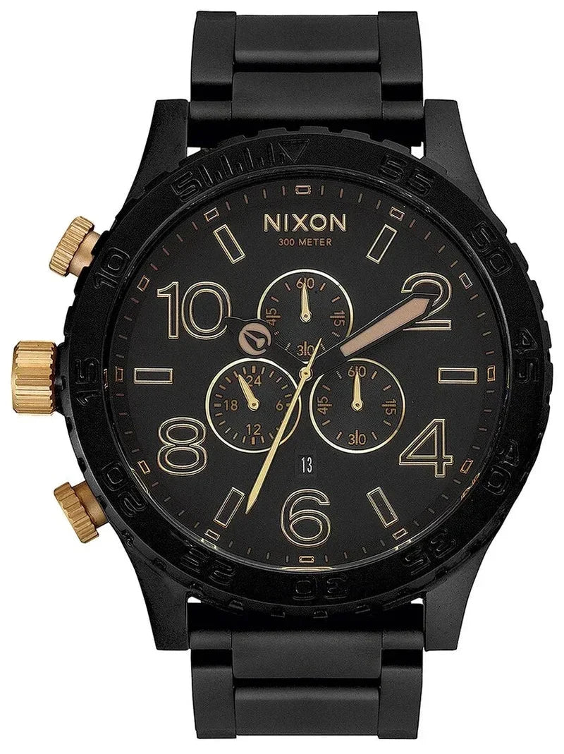 Nixon 51-30 Chronograph Black Dial Black Steel Strap Watch for Men - A083-1041