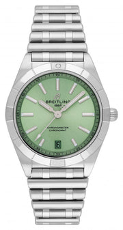  Shop Authentic Breitling Chronomat Automatic 36 Green Dial Silver Steel Strap Watch for Women - A10380101L1A1 - Luxxuri