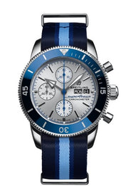  Shop Authentic Breitling Superocean Heritage Chronograph 44 Ocean Conservancy Silver Dial Two Tone NATO Strap Watch for Men - A133131A1G1W1 - Luxxuri