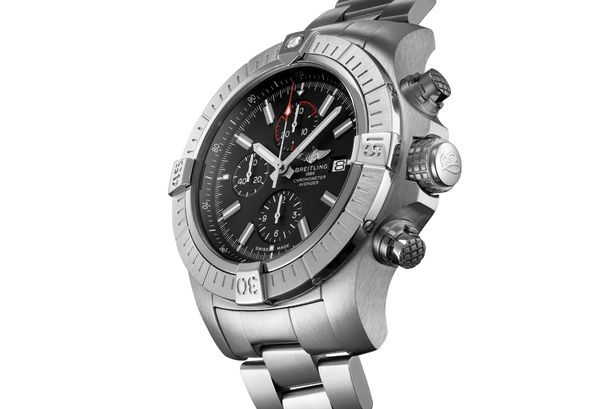  Shop Authentic Breitling Super Avenger Chronograph 48 Black Dial Silver Steel Strap Watch for Men - A13375101B1A1 - Luxxuri