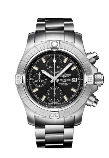  Shop Authentic Breitling Avenger Chronograph 43 Black Dial Silver Steel Strap Watch for Men - A13385101B1A1 - Luxxuri