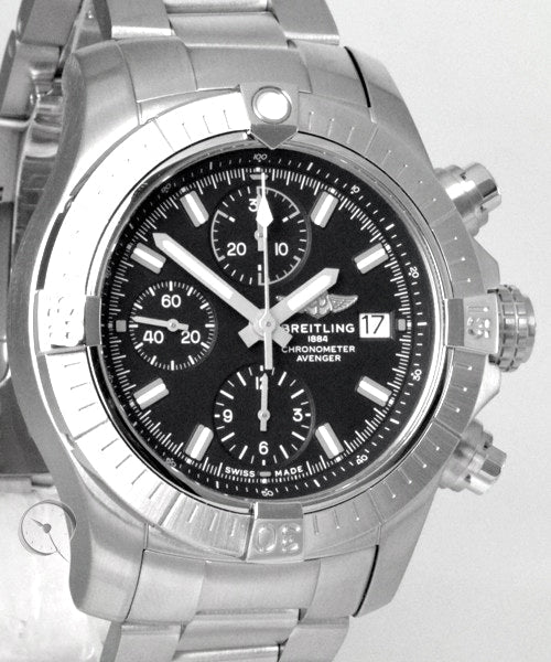  Shop Authentic Breitling Avenger Chronograph 43 Black Dial Silver Steel Strap Watch for Men - A13385101B1A1 - Luxxuri