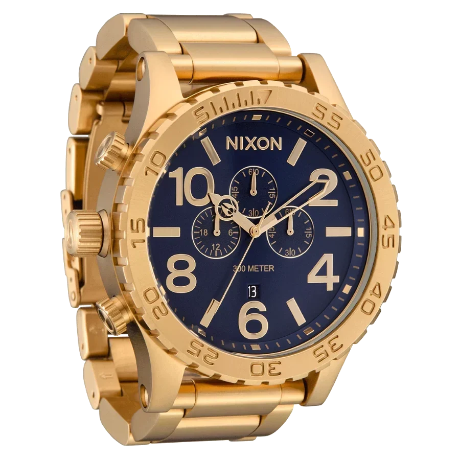 Nixon 51-30 Chrono Blue Dial Gold Steel Strap Watch for Men - A083-2735