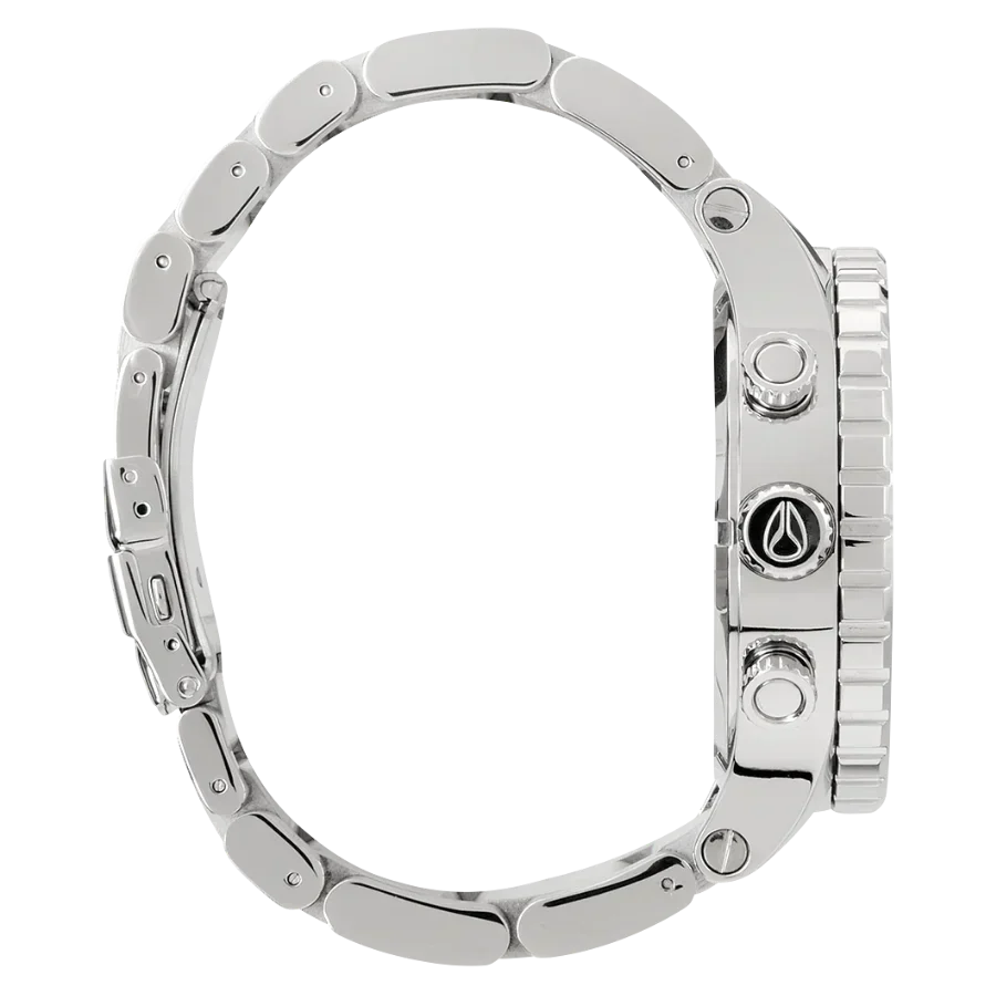 Nixon 51-30 Chrono Silver Dial Silver Steel Strap Watch for Men - A083-488