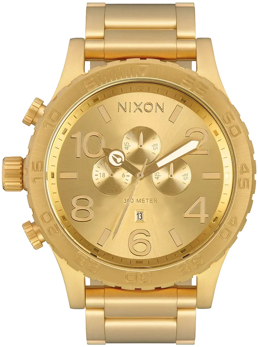 Nixon 51-30 Chrono Gold Dial Gold Steel Strap Watch for Men - A083-502