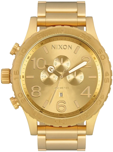 Nixon 51-30 Chrono Gold Dial Gold Steel Strap Watch for Men - A083-502