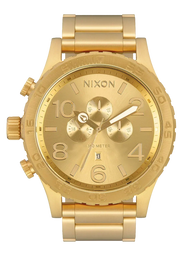 Nixon 51-30 Chronograph Gold Dial Gold Steel Strap Watch for Men - A083-502