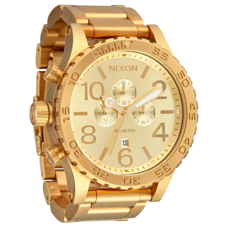 Nixon 51-30 Chrono Gold Dial Gold Steel Strap Watch for Men - A083-502