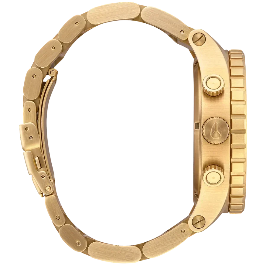Nixon 51-30 Chronograph Gold Dial Gold Steel Strap Watch for Men - A083-502