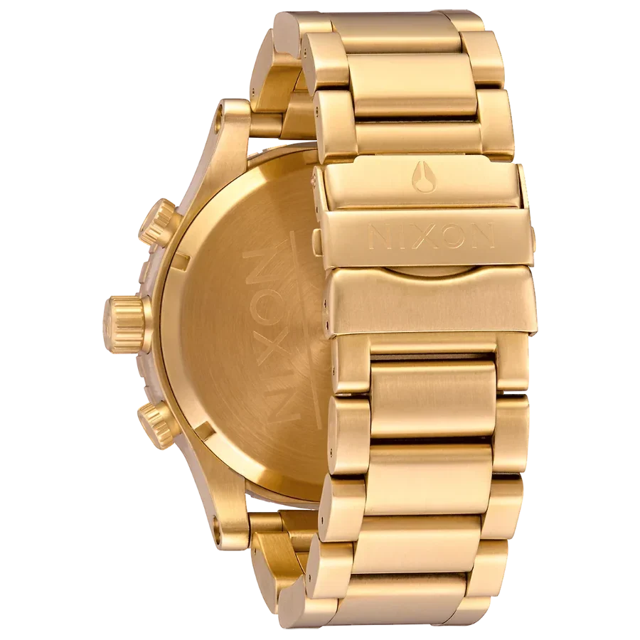 Nixon 51-30 Chrono Gold Dial Gold Steel Strap Watch for Men - A083-502