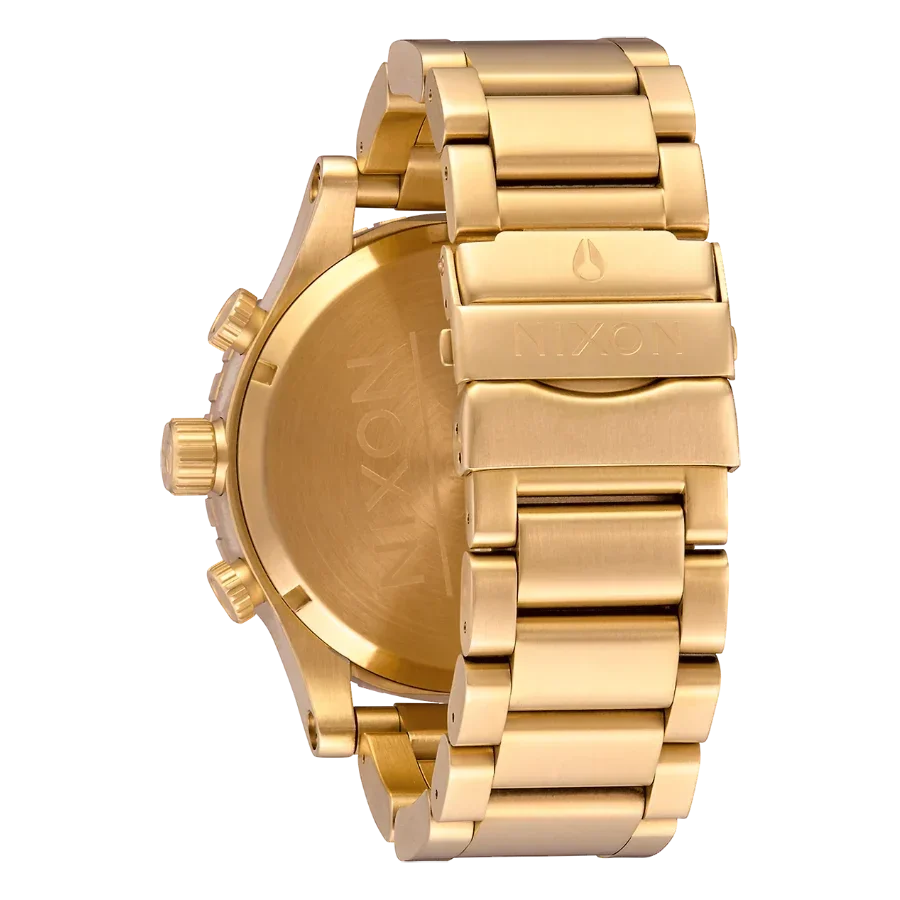 Nixon 51-30 Chronograph Gold Dial Gold Steel Strap Watch for Men - A083-502