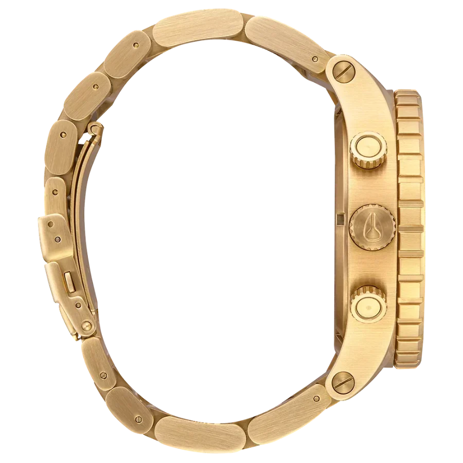 Nixon 51-30 Chrono Black Dial Gold Steel Strap Watch for Men - A083-510