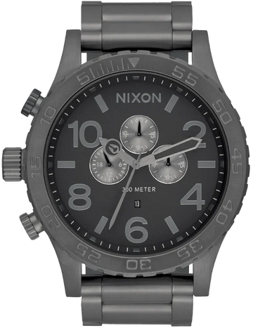 Nixon 51-30 Chrono Gunmetal Dial Gunmetal Steel Strap Watch for Men - A083-632