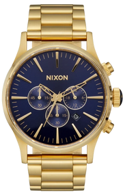 Nixon Sentry Chrono Blue Dial Gold Steel Strap Watch for Men - A386-1922