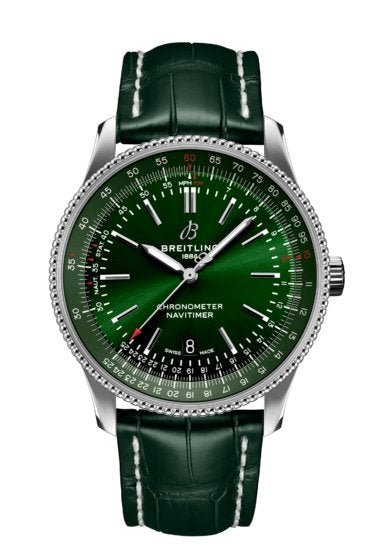  Shop Authentic Breitling Navitimer Automatic 41mm Green Dial Green Leather Strap Watch for Men - A17326361L1P1 - Luxxuri