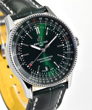  Shop Authentic Breitling Navitimer Automatic 41mm Green Dial Green Leather Strap Watch for Men - A17326361L1P1 - Luxxuri
