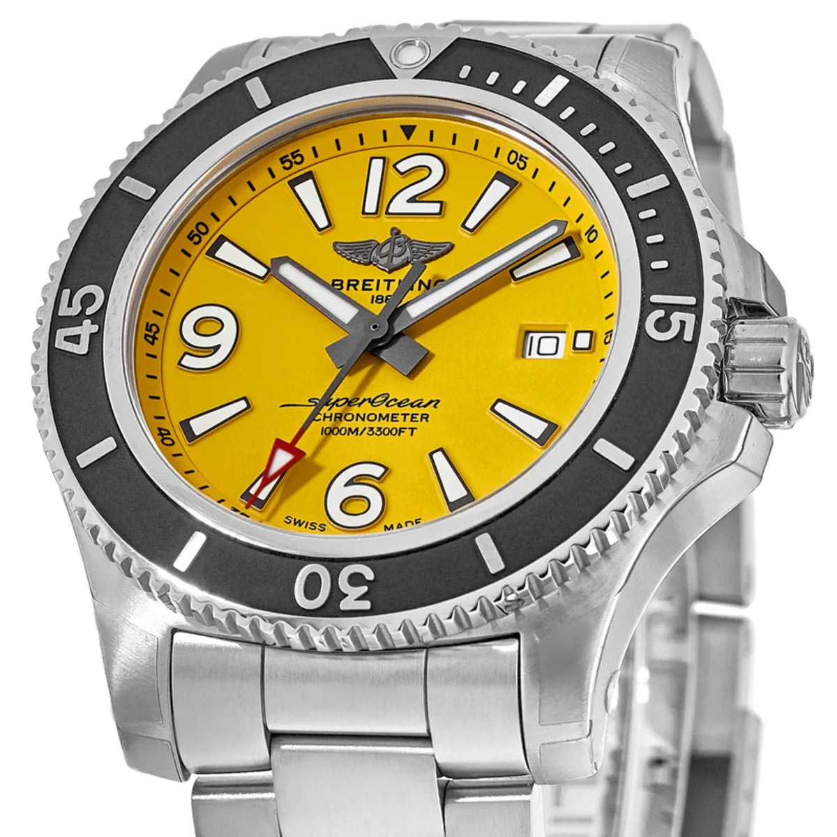  Shop Authentic Breitling Superocean Automatic 44mm Yellow Dial Silver Steel Strap Watch for Men - A17375211/1A1 - Luxxuri