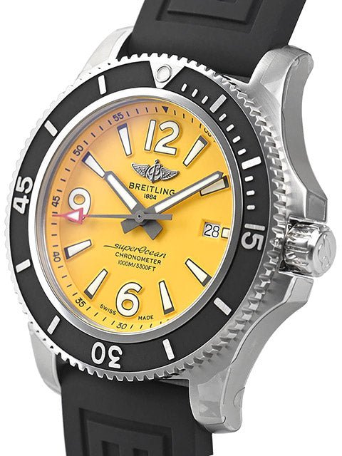  Shop Authentic Breitling Superocean Automatic 44mm Yellow Dial Black Rubber Strap Watch for Men - A17367021I1S1 - Luxxuri