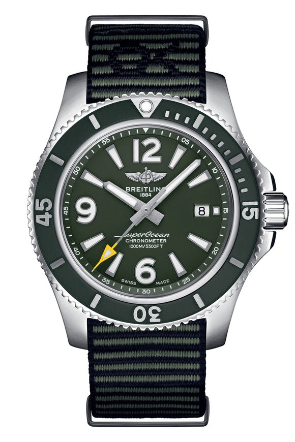  Shop Authentic Breitling Superocean Automatic 44mm Outerknown Green Dial Green Nylon Strap Watch for Men - A17367A11L1W1 - Luxxuri