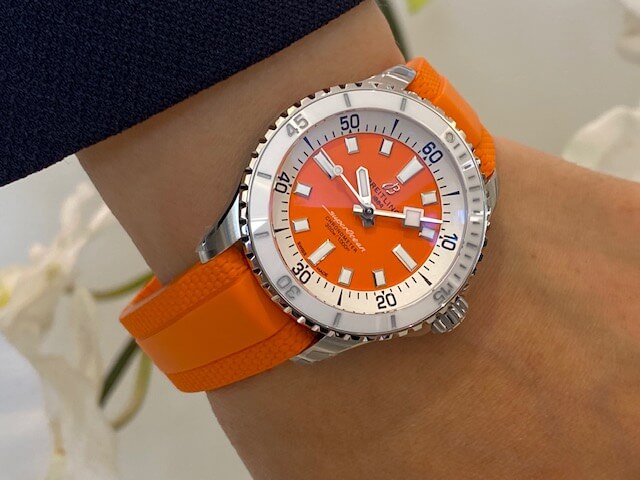  Shop Authentic Breitling Superocean Automatic 36 Orange Dial Orange Rubber Strap Watch for Men - A17377211O1S1 - Luxxuri