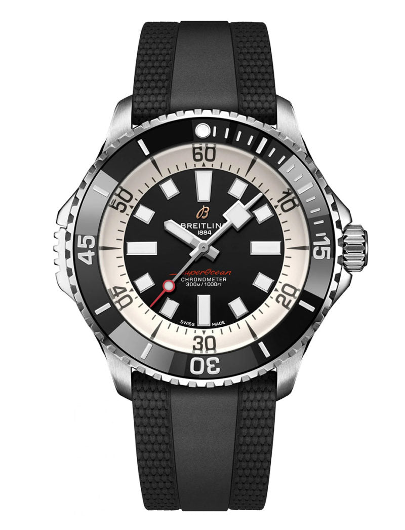  Shop Authentic Breitling Superocean Automatic 46 Black Dial Black Rubber Strap Watch for Men - A17378211B1S1 - Luxxuri