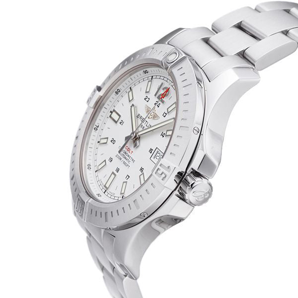  Shop Authentic Breitling Colt Automatic Silver Dial Black Leather Mens Watch - A1738811/G791/173A - Luxxuri