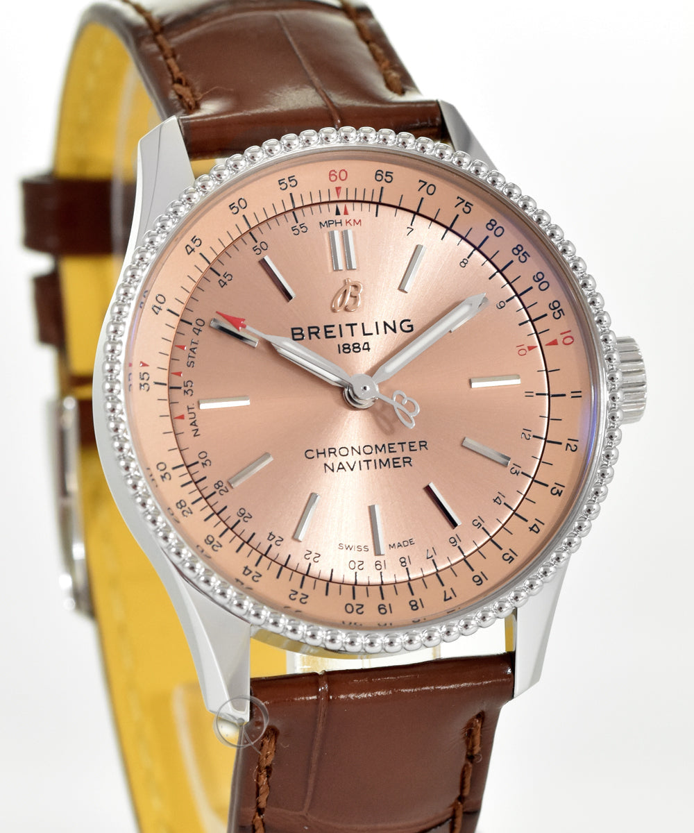  Shop Authentic Breitling Navitimer Automatic 35 Brown Dial Brown Leather Strap Watch for Men - A17395201K1P1 - Luxxuri