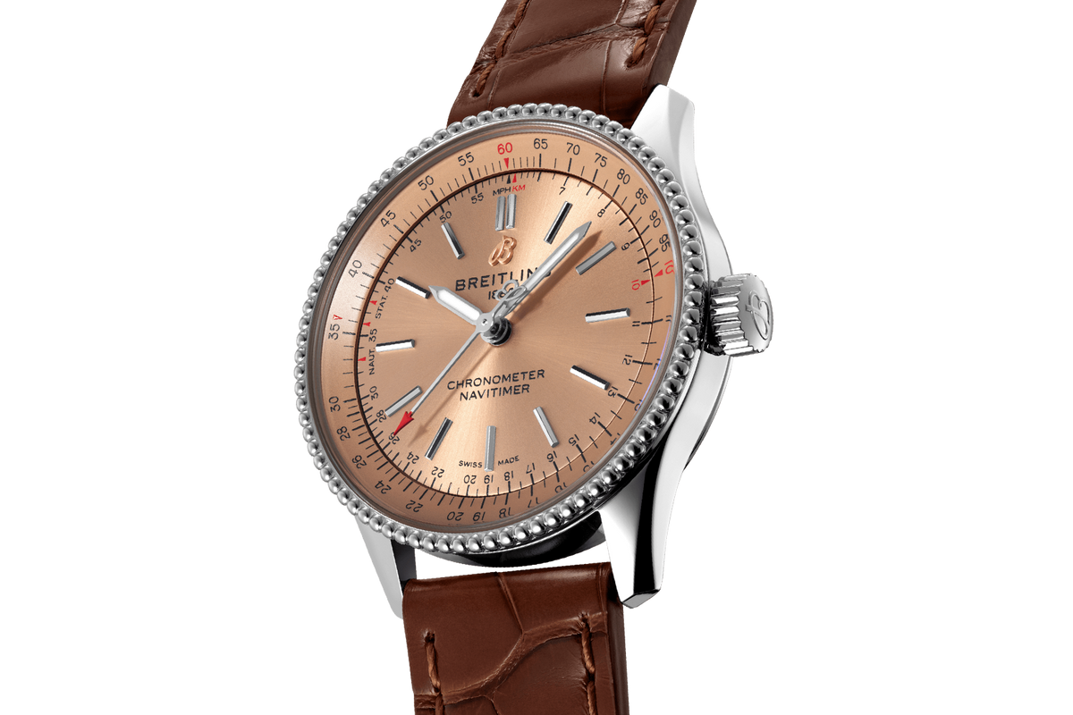  Shop Authentic Breitling Navitimer Automatic 35 Brown Dial Brown Leather Strap Watch for Men - A17395201K1P1 - Luxxuri