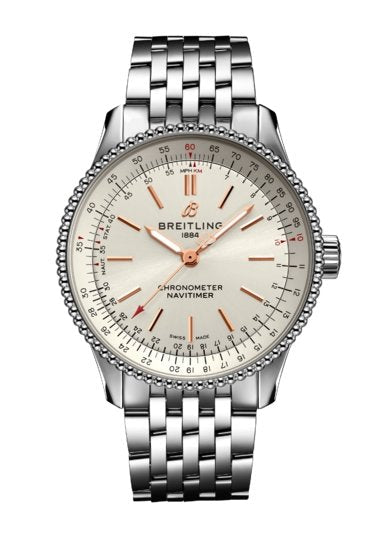  Shop Authentic Breitling Navitimer Automatic 35 White Dial Silver Steel Strap Watch for Men - A17395F41G1A1 - Luxxuri