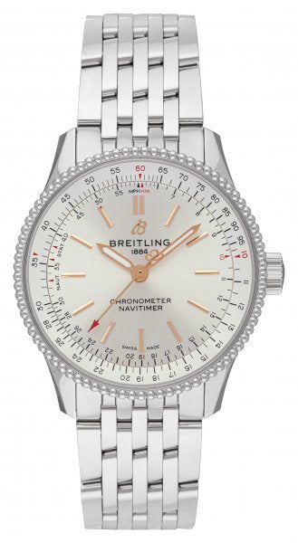  Shop Authentic Breitling Navitimer Automatic 35 White Dial Silver Steel Strap Watch for Men - A17395F41G1A1 - Luxxuri