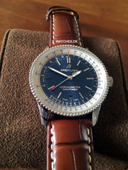  Shop Authentic Breitling Navitimer 1 Automatic 41mm Blue Dial Brown Leather Strap Mens Watch - A17326211C1P1 - Luxxuri
