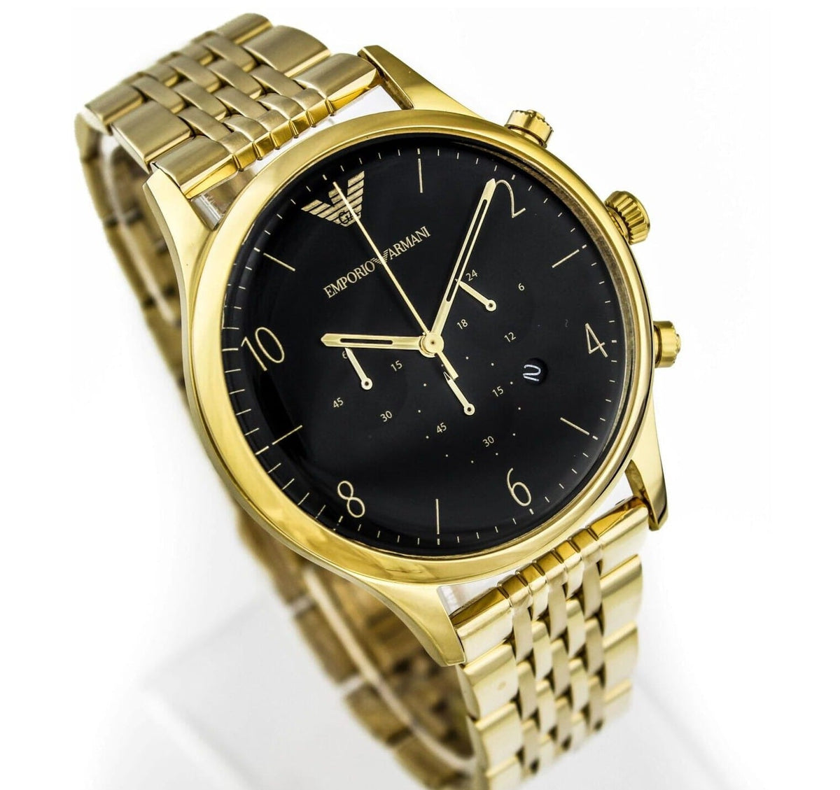  Shop Authentic Emporio Armani Classic Chronograph Black Dial Gold Steel Strap Watch For Men - AR1893 - Luxxuri